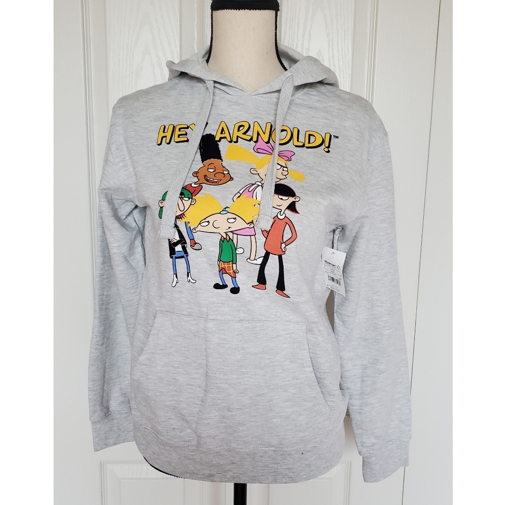 New Nickelodeon's Hey Arnold Juniors Gray Hoodie Cartoon Show Size Small 3/5